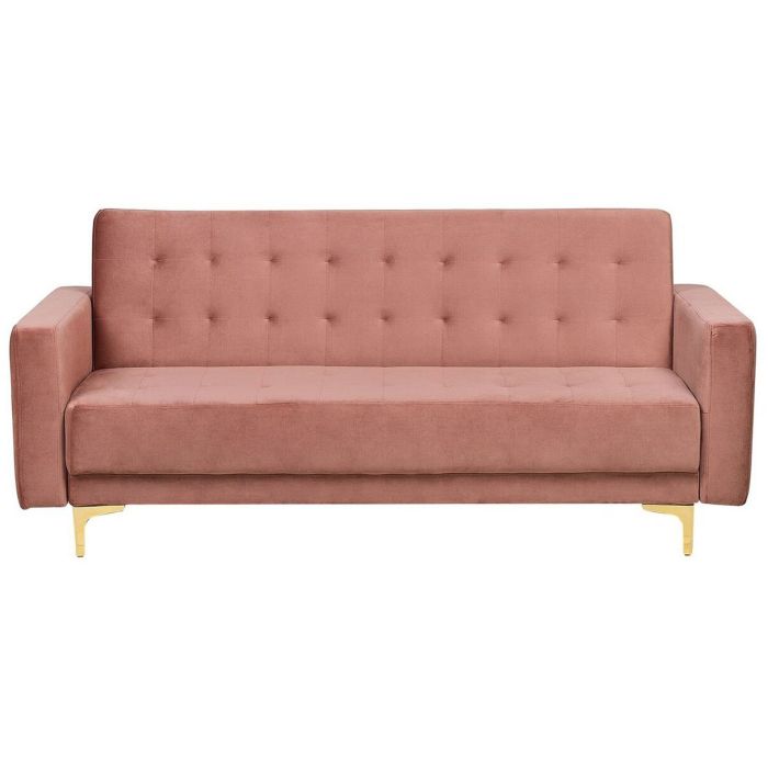 3 Seater Velvet Sofa Bed Pink ABERDEEN