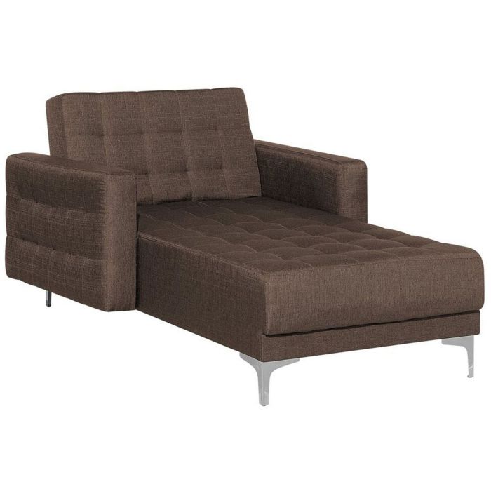 Fabric Chaise Lounge Brown ABERDEEN