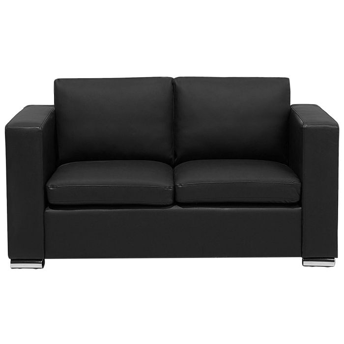 2 Seater Leather Sofa Black HELSINKI