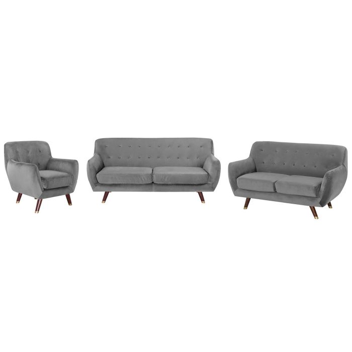 Velvet Living Room Set Grey BODO