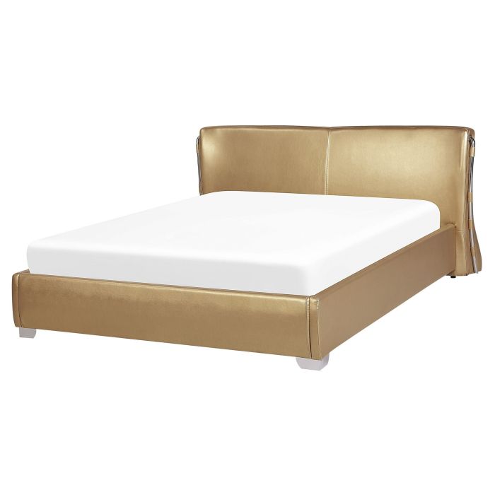 Leather EU King Size Waterbed Gold PARIS