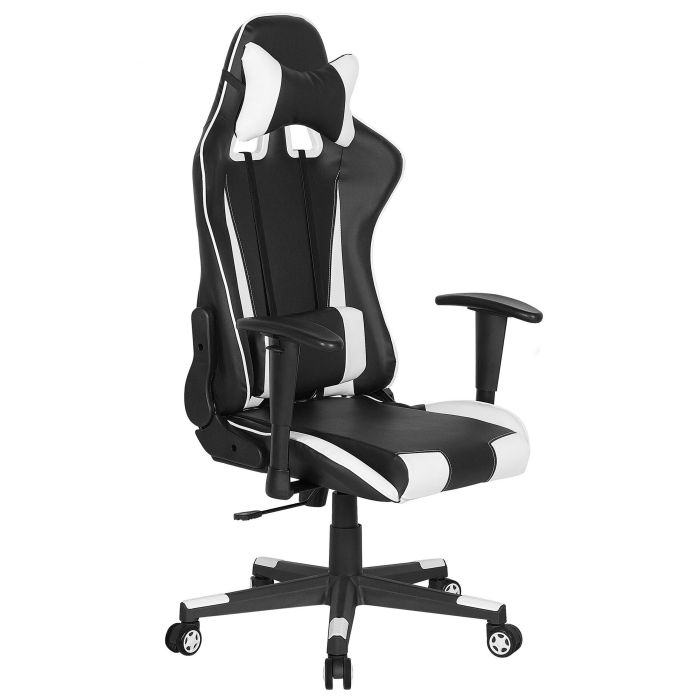 Faux Leather Reclining Office Chair Black with White GAMER