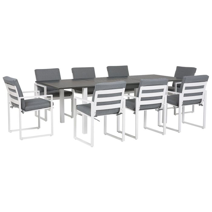 8 Seater Metal Garden Dining Set Grey PANCOLE