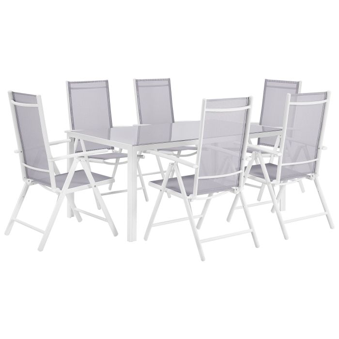 6 Seater Metal Garden Dining Set Grey CATANIA