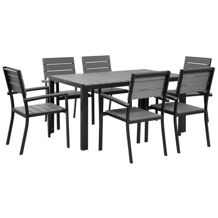 6 Seater Metal Garden Dining Set Grey COMO