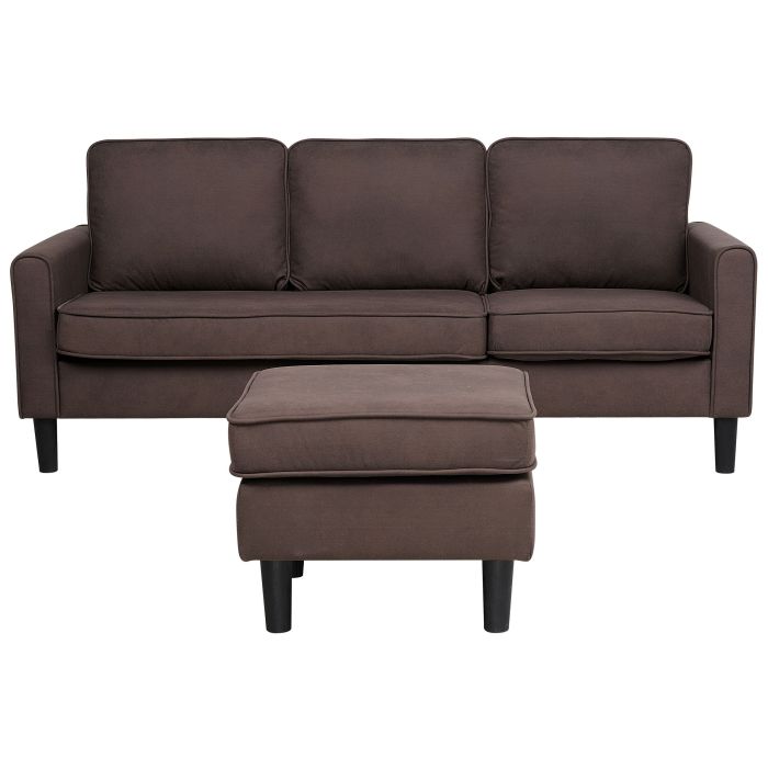 3 Seater Fabric Sofa with Ottoman Brown AVESTA