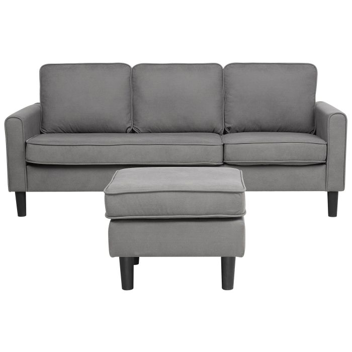 3 Seater Fabric Sofa with Ottoman Light Grey AVESTA