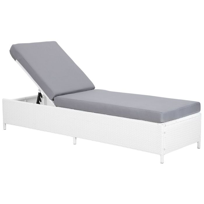 PE Rattan Reclining Sun Lounger White TURIN II