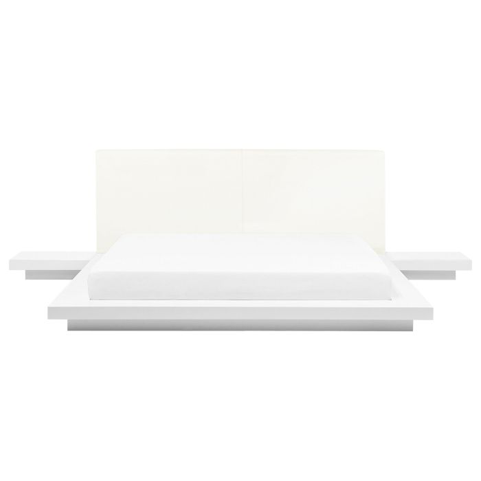 EU King Size Bed with Bedside Tables White ZEN