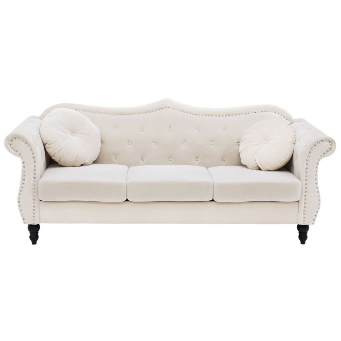 3 Seater Velvet Sofa Beige SKIEN