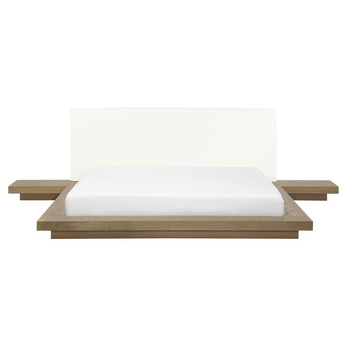 EU King Size Bed with Bedside Tables Light Wood ZEN