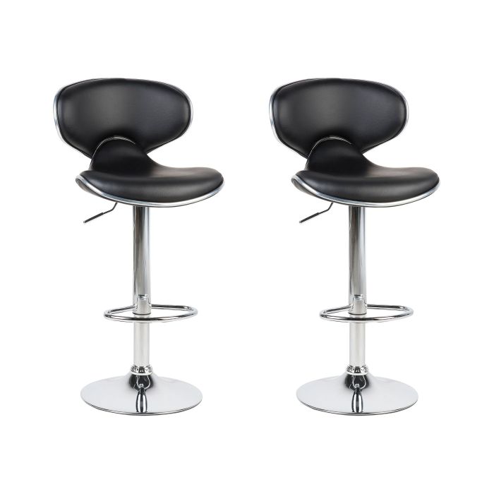 Set of 2 Faux Leather Swivel Bar Stools Black CONWAY