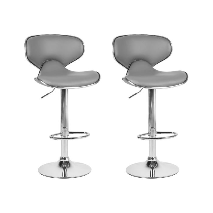 Set of 2 Faux Leather Swivel Bar Stools Grey CONWAY