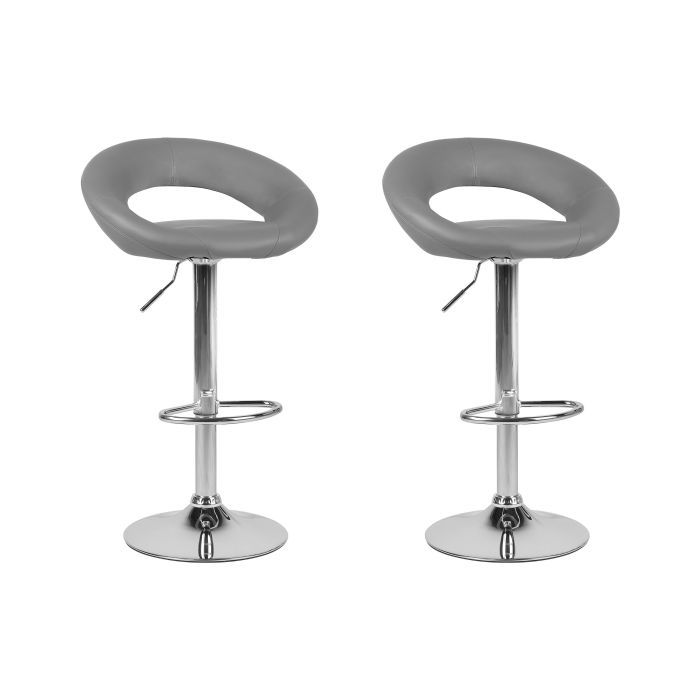 Set of 2 Faux Leather Swivel Bar Stools Grey PEORIA