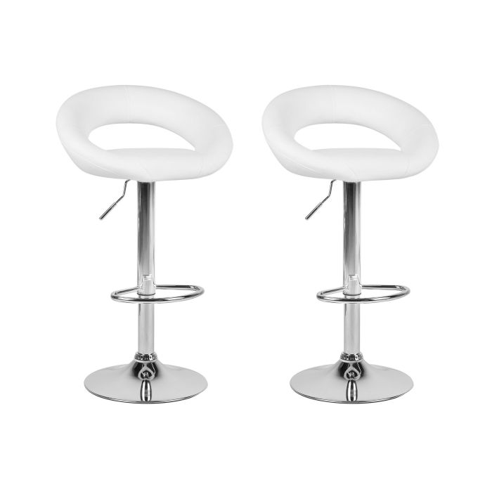 Set of 2 Faux Leather Swivel Bar Stools White PEORIA
