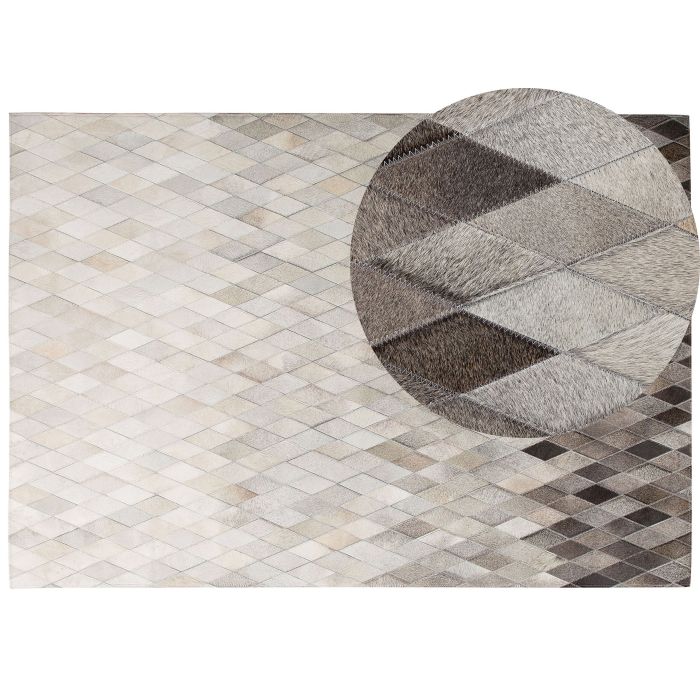 Cowhide Area Rug 160x230cm White and Grey