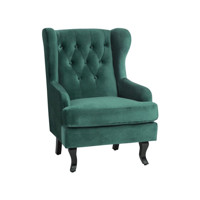Velvet Fabric Wingback Chair Dark Green ALTA