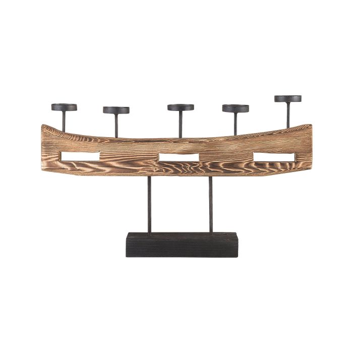 Wooden Candle Holder Light Pine - Black