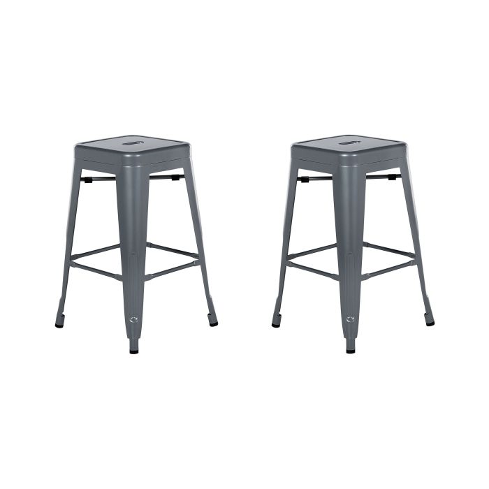 Set of 2 Steel Stools 60 cm Silver CABRILLO