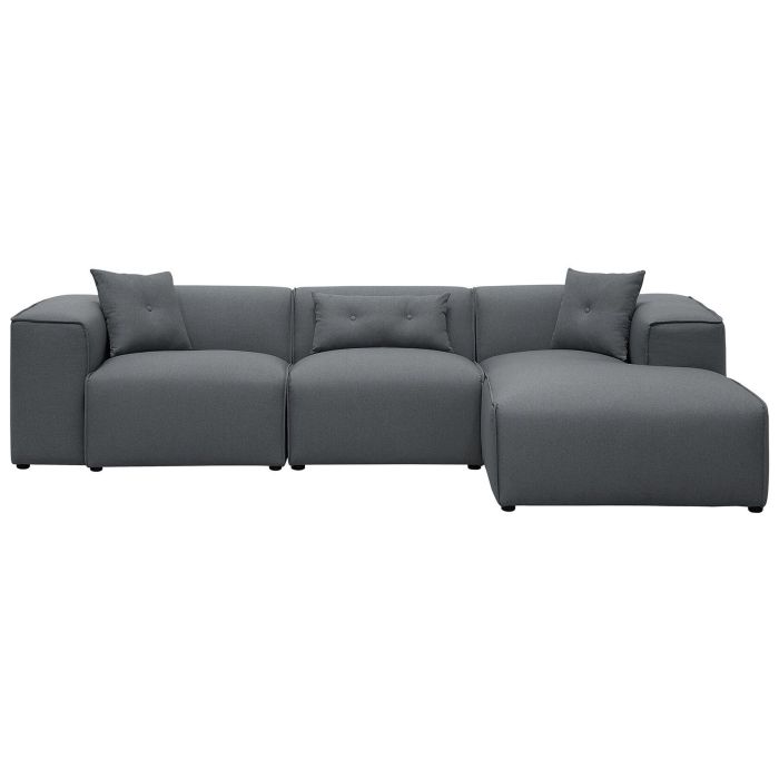 Left Hand Fabric Corner Sofa Dark Grey DOLVA