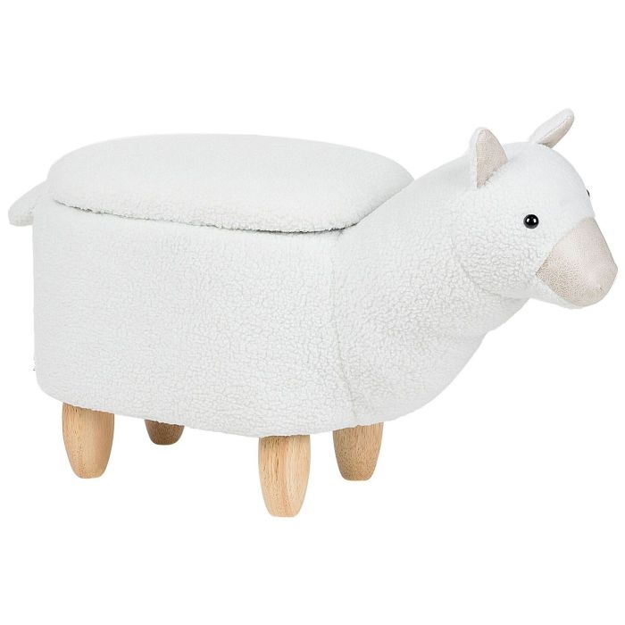 Fabric Storage Animal Stool White ALPACA
