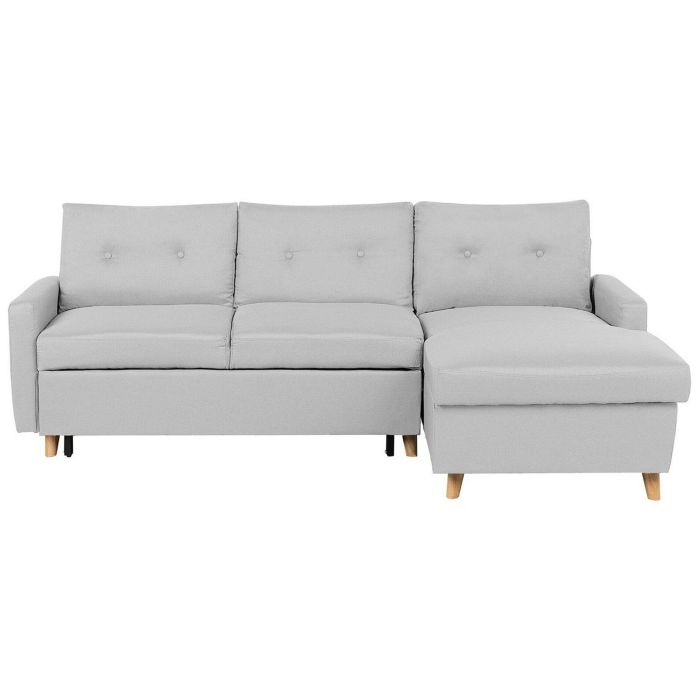Left Hand Corner Sofa Bed with Storage Light Grey FLAKK