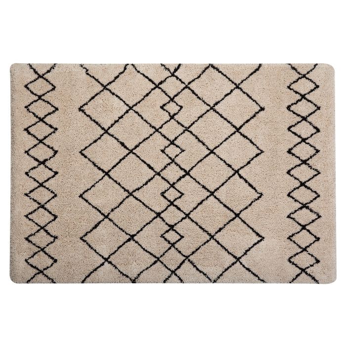 Area Rug 140x200 Beige and Black