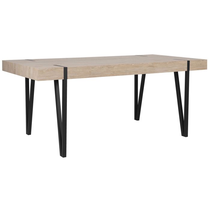 Dining Table 180 x 90 cm Light Wood with Black ADENA