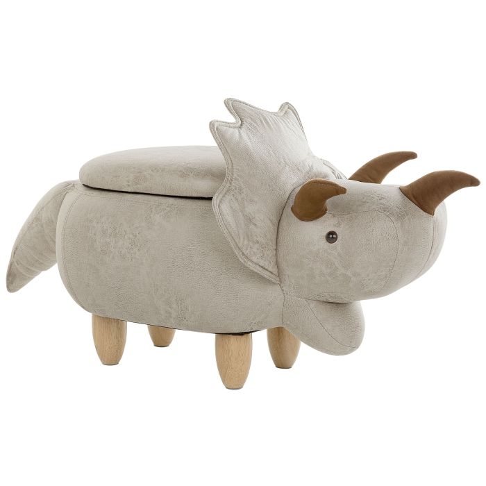 Fabric Storage Animal Stool Light Grey TRICERATOPS