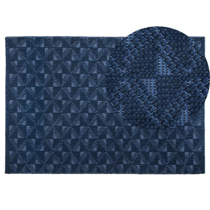 Wool Area Rug 140x200cm Navy Blue