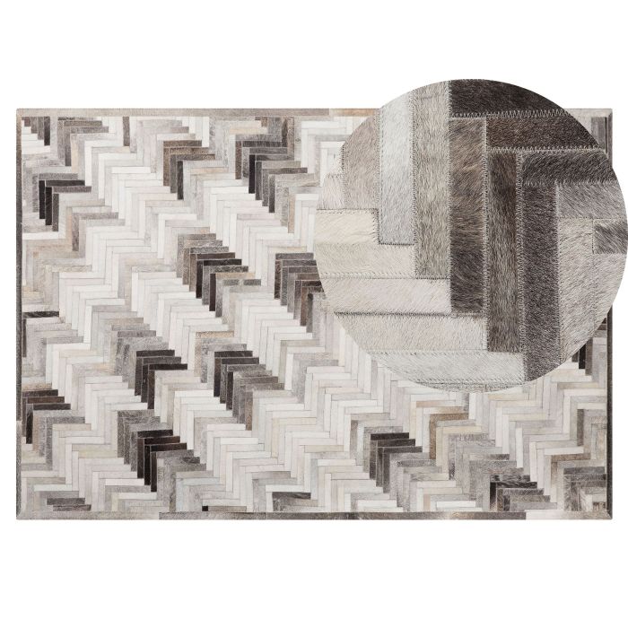 Cowhide Area Rug 140x200cm Grey and Beige