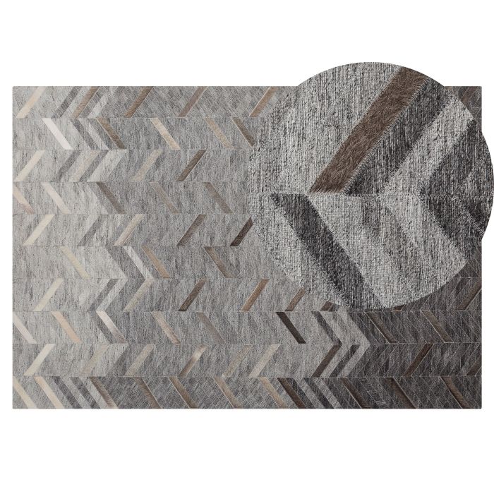 Leather Area Rug 140x200cm Grey