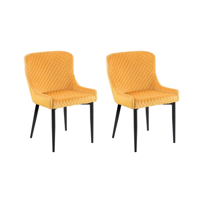 Set of 2 Velvet Dining Chairs Yellow SOLANO
