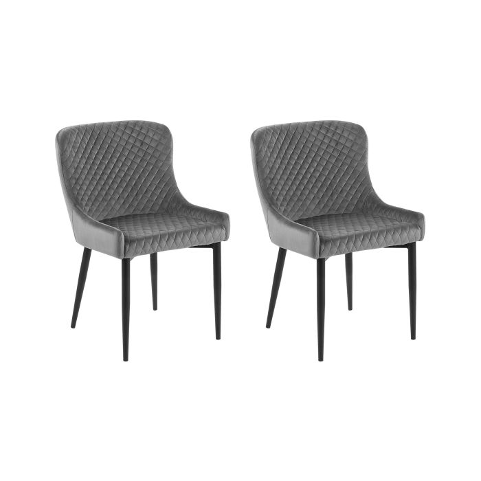 Set of 2 Velvet Dining Chairs Grey SOLANO
