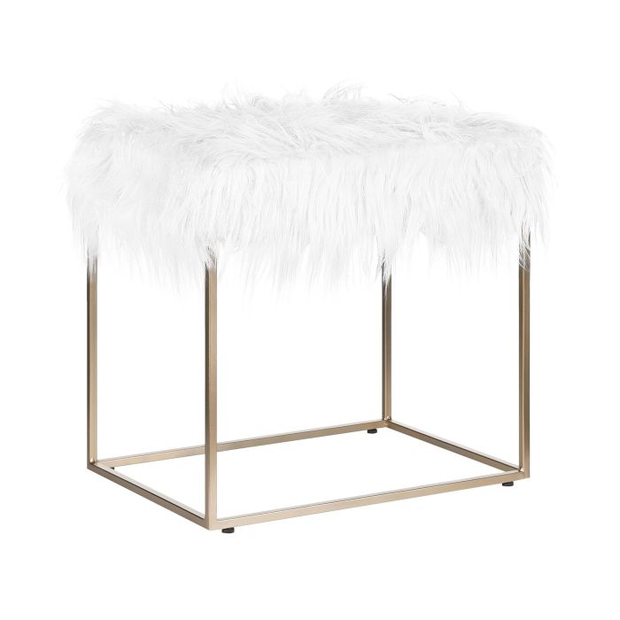Faux Fur Footstool White MANHATTAN