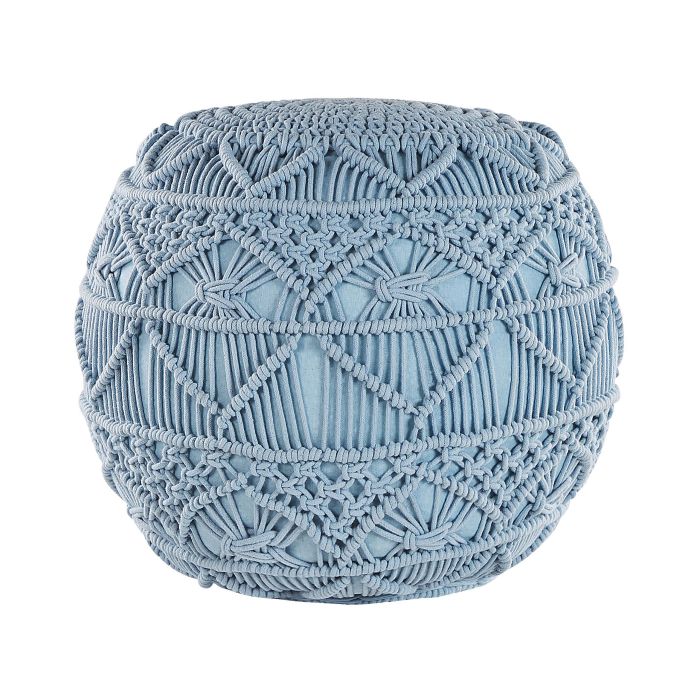 Cotton Macrame Pouffe Blue KAYSERI