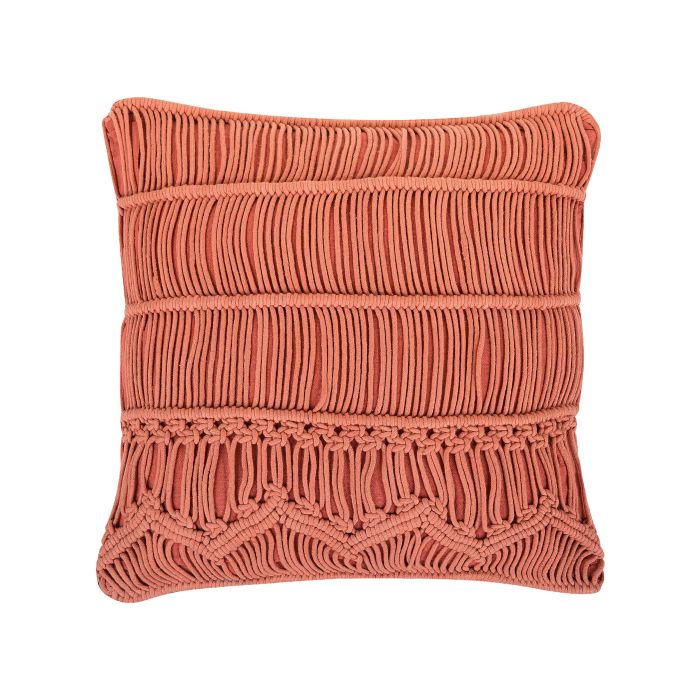 Cotton Macrame Cushion 45x45cm Orange