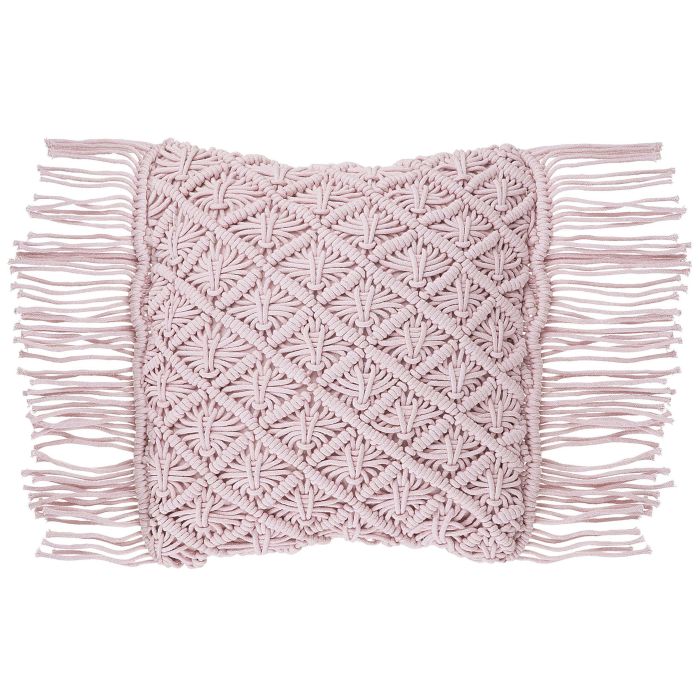 Cotton Macramé Cushion with Tassels 40x40cm Pink