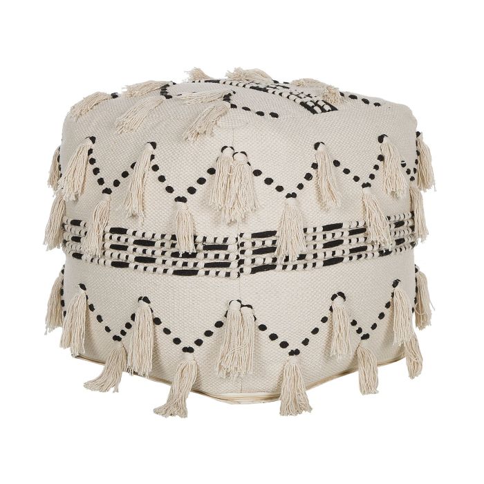 Cotton Pouffe 50 x 50 cm Beige with Black THONDI