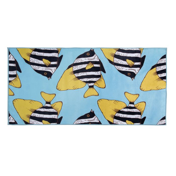 Area Rug Fish Print 80x140cm Blue