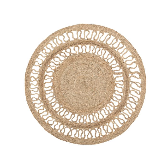Round Area Rug Braided 120cm Beige