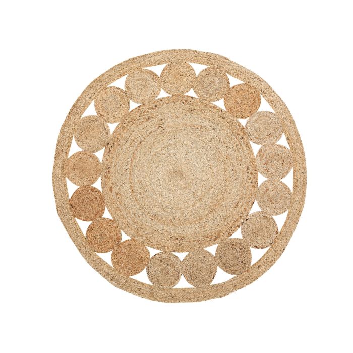 Round Area Rug Braided 120cm Beige