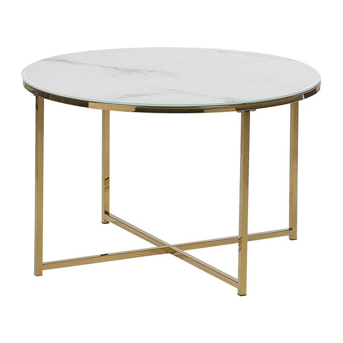 Marble Effect Coffee Table White with Gold QUINCY