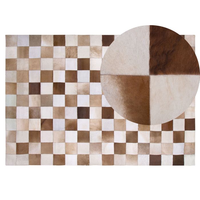 Cowhide Area Rug Brown and Beige 140x200cm
