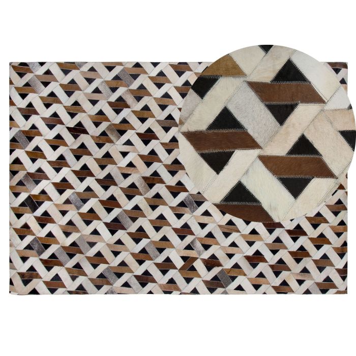 Cowhide Area Rug Brown and Grey 140x200cm
