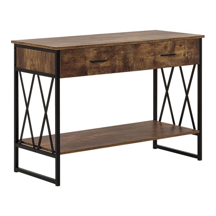 2 Drawer Console Table Dark Wood with Black AYDEN