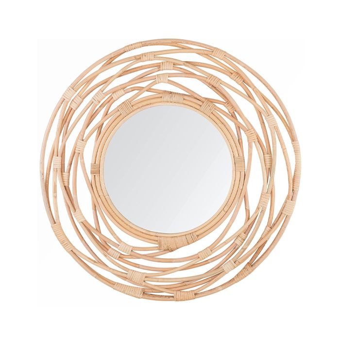 Round Rattan Wall Mirror 75cm Natural