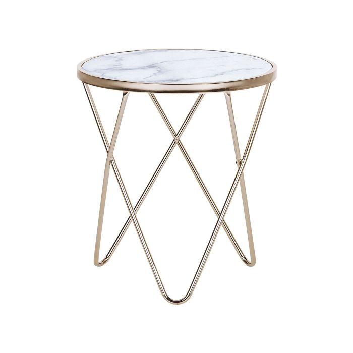 Marble Effect Side Table White with Gold MERIDIAN II