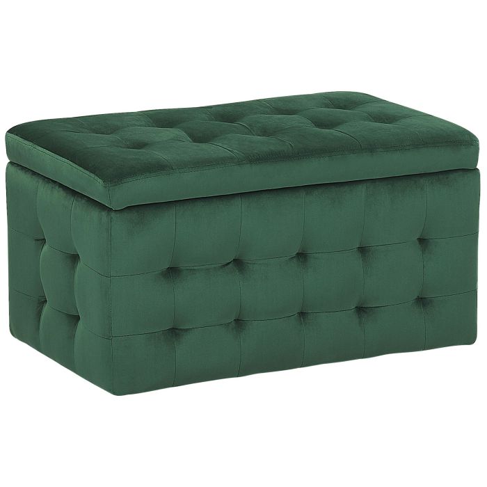 Velvet Storage Ottoman Green MICHIGAN