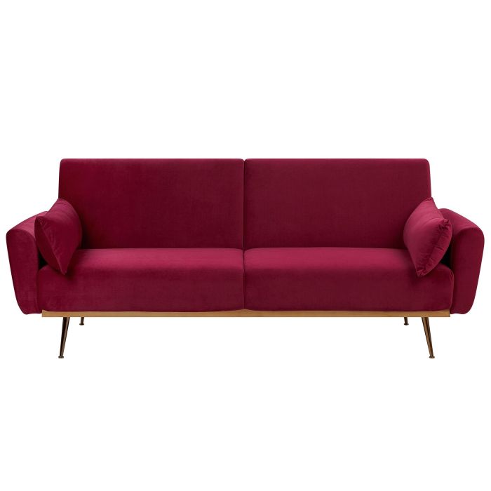 Velvet Sofa Bed Burgundy EINA